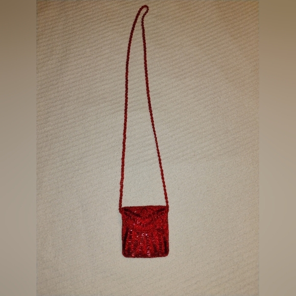 Vintage Mister Ernest Red Beaded Tiny Purse - Picture 2 of 8